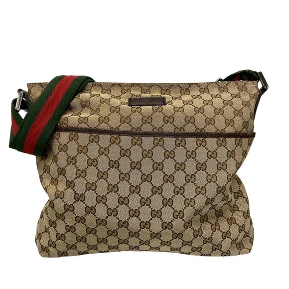 Auth GUCCI GG Pattern, Shelly (Web) 189751 Beige Dark Brown Multi Jacquard - - Picture 1 of 14